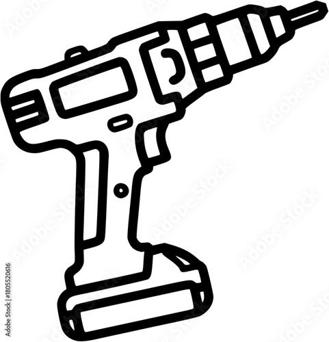 Cordless drill isolated on white background, a power tool for drilling and screwing materials
