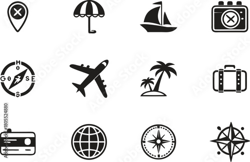 Wallpaper Mural Vacation Planning and Travel solid icon set Torontodigital.ca