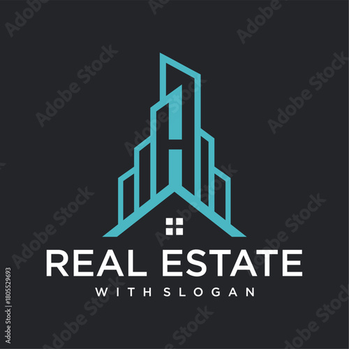 Modern Real Estate Logo Design with Building Icon and Letter H.