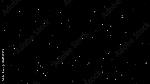 Isolated falling snow on black background. Stock video snowfall. 