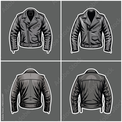 Leather jacket set with transparent background Biker Culture