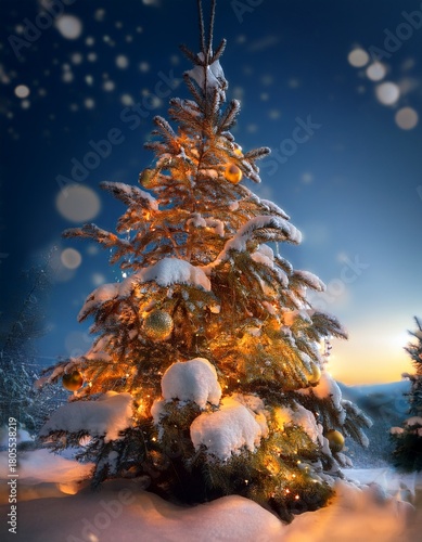christmas tree in the snow