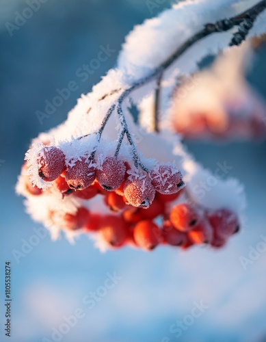 branch of a tree with berries in ice