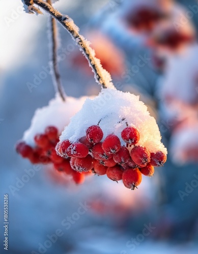 frosted red berries in snow