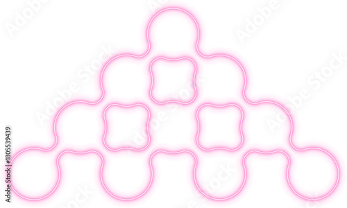 Layered pyramid formation of gradient neon circles creating a structured modular tier.