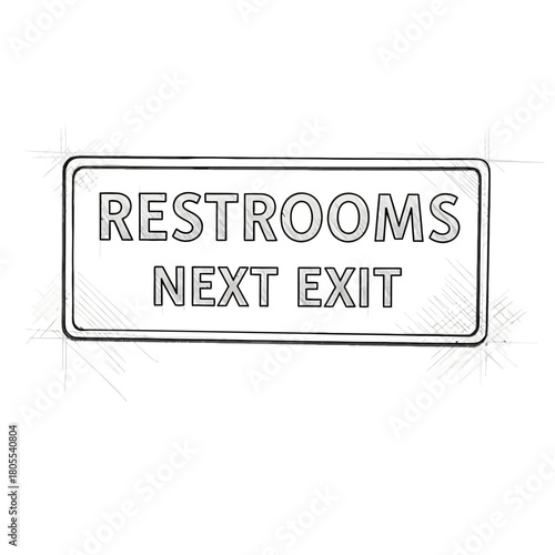Sketch style of restrooms next exit sign for informational purposes