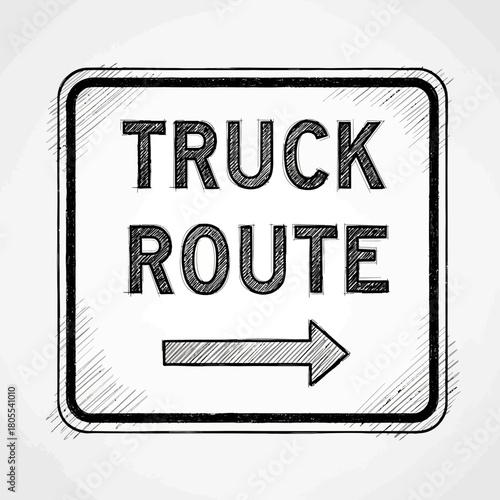 Stylized Truck Route Sign with Arrow for Commercial Vehicle Navigation