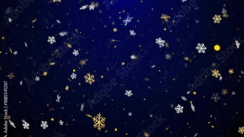 Wallpaper Mural Golden Snowflakes Falling on Dark Blue Festive Background Winter Holiday Animation Torontodigital.ca
