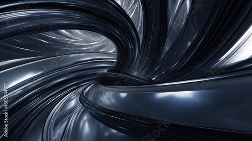Fototapeta Naklejka Na Ścianę i Meble -  Abstract metallic tunnel graphic with flowing curves and reflective surface