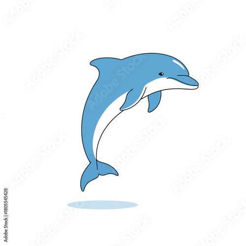Cartoon dolphin jumping out of water playful marine mammal