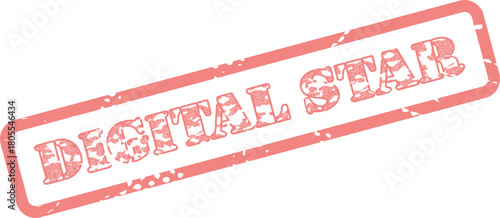 Digital Star Stamp Mark with Textured Red Ink and Grunge Effect