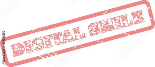 Uplifting red stamp for digital smile representing happiness, positivity, and joyful expressions in modern media