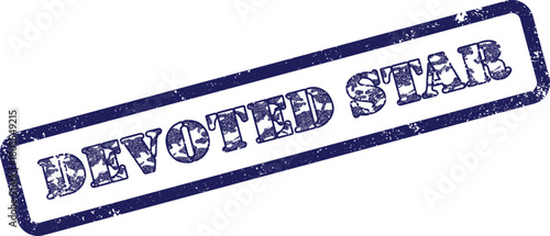 Grungy Blue Rubber Stamp Effect Featuring a Bold Devoted Star Message