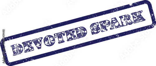 Grungy Blue Rubber Stamp Effect Featuring a Bold Devoted Spark Message