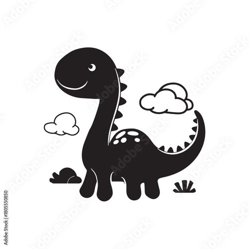 cute dino silhouette vector illustration 