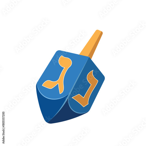 Dreidel Hanukkah symbol with Hebrew letters, vector illustration