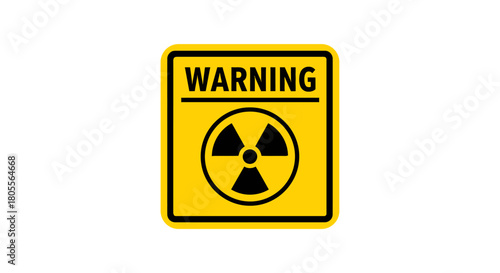 Radiation warning sign with a trefoil symbol on a yellow background, an isolated vector illustration for safety and hazard communication