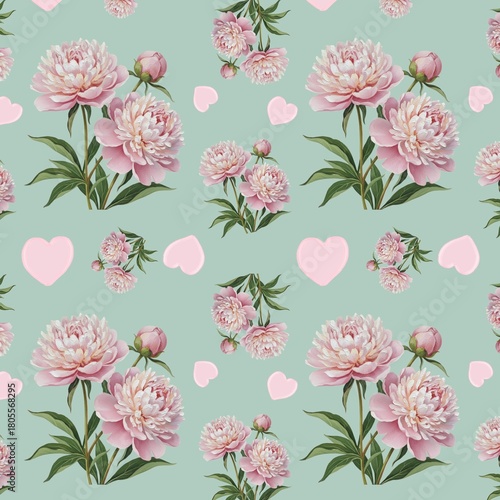 Beautiful seamless pattern with pink flowers
