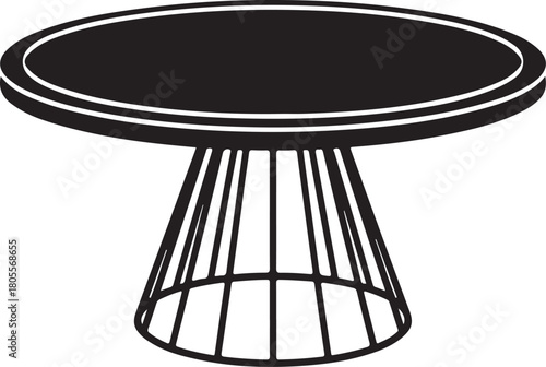 Black silhouette of a round modern table with a pedestal base and thin legs round table