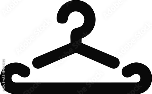 Black silhouette of a simple clothes hanger on a white background