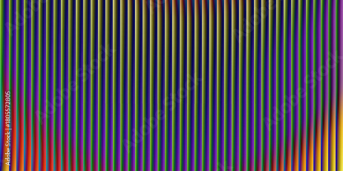 Glass ripple texture with dark gradient background and vivid orange, blue, and lilac light streaks. Futuristic distortion, moody abstract glow, reeded vertical blur. Vector illustration