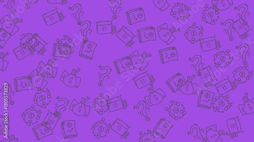 Abstract Background Animation with Money Icons and Question Marks - Purple Digital Design