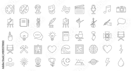 Collection of Creative Arts and Abstract Icons for Design Projects. Vector Illustrations. EPS Editable