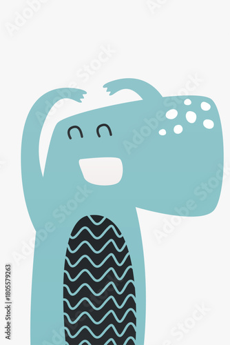 Cute scandinavian dinosaur nursery room wall art decor