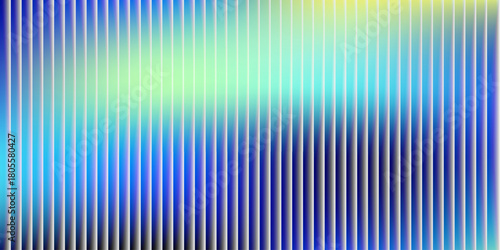 Glass ripple texture with dark gradient background and vivid orange, blue, and lilac light streaks. Futuristic distortion, moody abstract glow, reeded vertical blur. Vector illustration