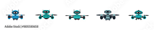 Aerial Tech Bot Squad – Futuristic Drone Robot Characters