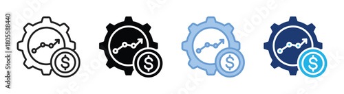 Financial icon set multiple style collection