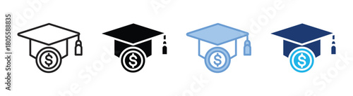 Financial literacy icon set multiple style collection