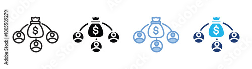 Crowdfunding icon set multiple style collection