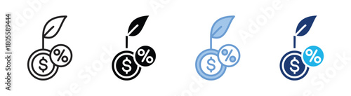 Dividend icon set multiple style collection