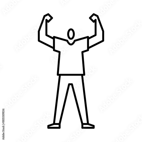 strong gesture outline icon. strong man illustration.