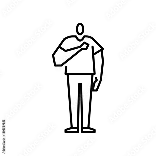 proud gesture outline icon. confidence gesture illustration.