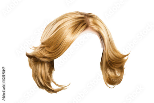 A realistic. stylish blonde wig with soft waves and volume. designed for fashion and beauty purposes. showcased against a plain white background for clear visibility