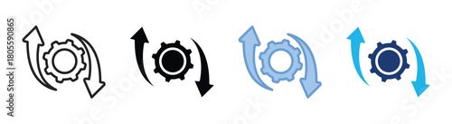 Management icon set multiple style collection