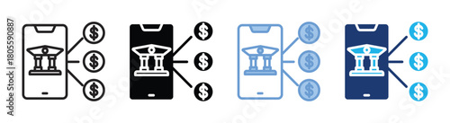 Financial icon set multiple style collection