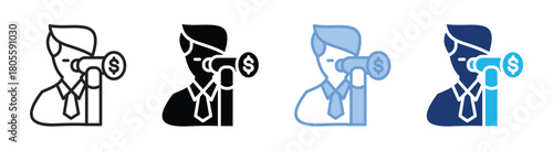 Financial monitoring icon set multiple style collection