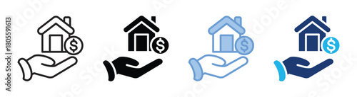 Mortgage icon set multiple style collection
