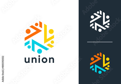 people community logo. abstract teamwork, human hub social design vector concept	
