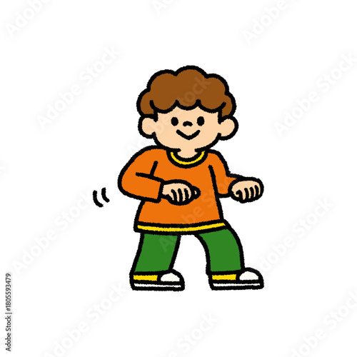 子供 ダンス ダウンポーズ 手描き イラスト