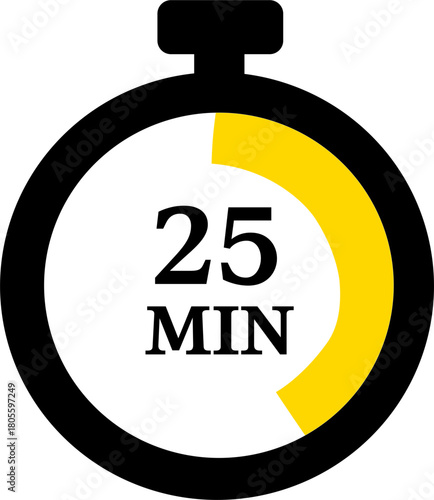 Timer Icon Indicating 25 Minutes Countdown
