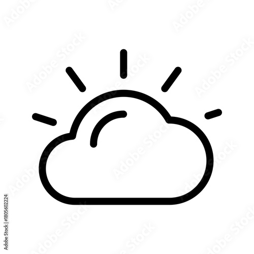 Cloudy Day Modern Icon Set, Collection of Minimal and Clean Weather Icons for Apps and Design Projects