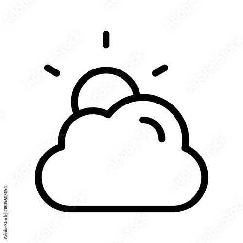 Cloudy Day Clean Icon Set, Collection of Minimal and Modern Weather Icons for Apps and Design Projects