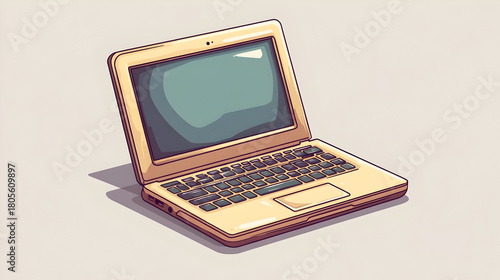 Beige Pixel Art Laptop Illustration