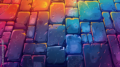 Colorful Cobblestone Path Texture Pixel Art