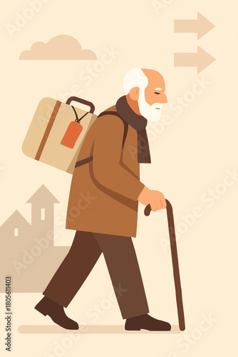 Migrant Elderly Illustration