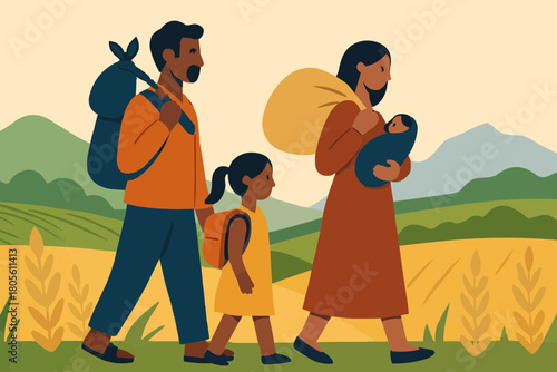 Migrant Rural Relocation Illustration